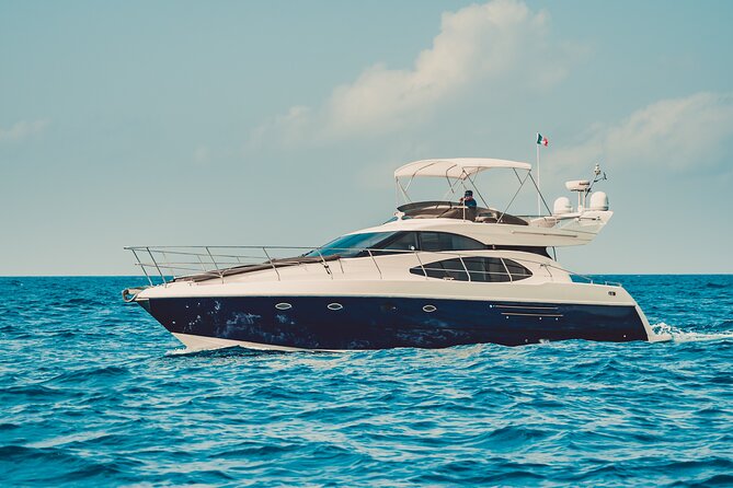 8-Hour Private 50' Azimut 2-Stop Tour to Cozumel Beach w/Food, Drinks & Snorkel - Stop One: Beach Time in the Palancar Area (and Lunch Under a Palapa)
