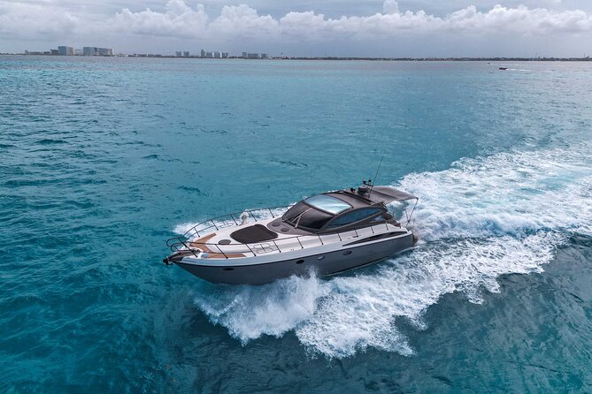 Cancun: 4-Hour All Inclusive Luxury Yacht – 50' Cranchi - Isla Mujeres stop: snorkeling gear plus options beyond swimming