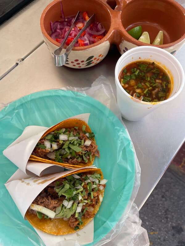 Flavors of Playa del Carmen, Mexican Food Tour - The tasting lineup: empanadas, carnitas, al pastor, birria, and marquesitas