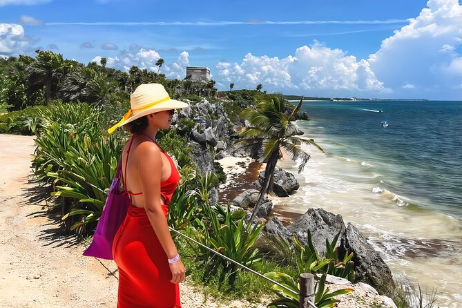 Guided tour to Tulum & Cobá ruins + Cenote + Buffet + PDC - Tulum Archaeological Site: cliff-top ruins with a real guided lens