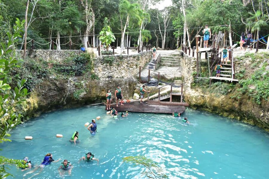 Nature Tour - Open Cenote Swim Time: Zip Line, Jump Platform, Slide, and Life Jackets