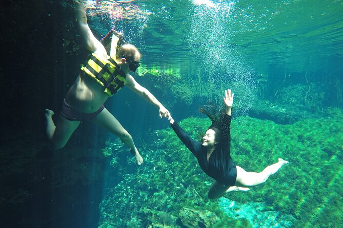 Private Tour Swim with Turtles, 2 Cenotes & Gopro - Cave cenote snorkel: going 5 meters down for underground rivers