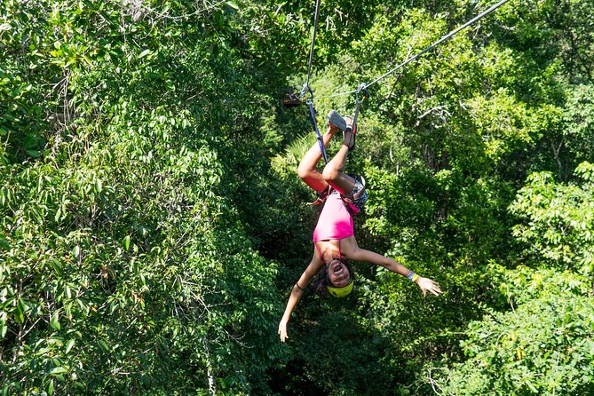 Private Tour with 3 Cenotes + 5 Zip-lines + Mayan Lunch - Zip-lines, Rope Swings, and Jump Platforms Above the Gum Trees